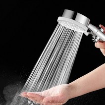 물멈춤 5단 샤워기 원터치 온오프 버튼 수압 상승 고압 미스트 분사 마사지 욕실 샤워 헤드, 1개, 실버