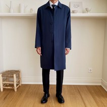 엠엔에프 발마칸코트 남성 봄 가을 베이직 롱 하프 아우터 오버핏 트렌치 코트