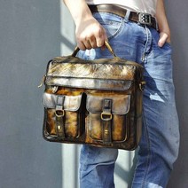 옛날전화기 빈티지 엔틱 인테리어 소품 레트로 유선 남성 품질 가죽 골동품 여행 비즈니스 서류 가방 13 &q, 01 light brown