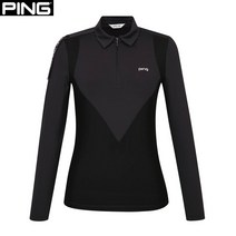 핑 핑(PING) 골프웨어 봄 블랙 여성 메쉬 패치 카라 긴팔 티셔츠 121B1TO056_BK