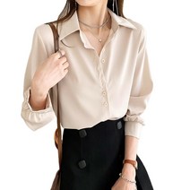 Wmoll 여성 가을 겨울 쉬폰 긴팔 셔츠 블라우스