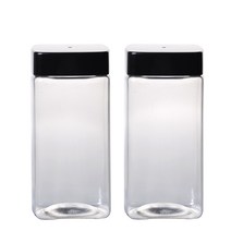 서울패키지 견과류용기 담채사각500ml 1박스200개입 사각페트용기, 검정무광캡