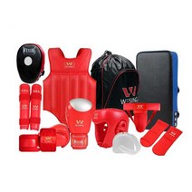 무술 가슴 보호대 격투기 태권도 성인 무에타이 조끼, 5점 세트빨강 에스