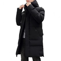 남자헤링본코트 겨울 헤링본 더블 롱 체크 울 싱글 빅 사이즈 코트 미디 길이 다운 후드 두꺼운 솔리드 컬러 패딩 카디건 따뜻한 지퍼 업 플러스 유지