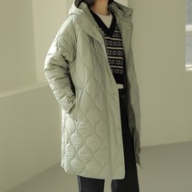 빼빼 여성용 하이넥 후드 누빔 퀼팅 롱 패딩 점퍼