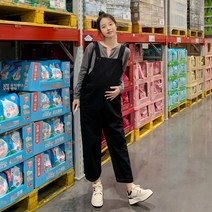 임산부 봄가을 캐주얼 빅사이즈 멜빵바지 세트