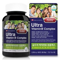 캐나다 직수입 노블 울트라 활력 비타민B 콤플렉스 108g, 2개, 90정