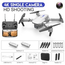 스파이 드론 아바타 농업용드론 잠수드론KBDFA-E88 Pro RC 접이식 쿼드콥터 드론 4K HD 와이파이 FPV 1080, 19 grey-single C-4K-2B