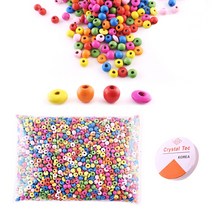 나무비즈 나무구슬 우드비즈 구슬꿰기 비즈공예 팔찌만들기 50종, 중포장 T12. 주판알+원형 - 8mm +낚싯줄, 1봉