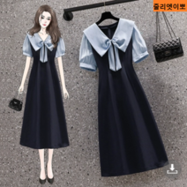 줄리엣이뽀 (3XL 당일발송) 빅사이즈 여성 리본넥 정장원피스 3732