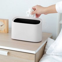 타원형 휴지통 오픈형 화장대 책상용 내통분리형, 블루