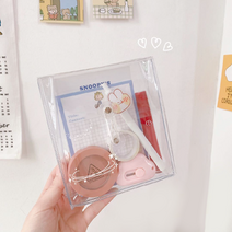 [당일출고] 클리어 PVC 하도메 파우치 휴대용 화장품 굿즈 다꾸 아일렛 투명 포켓 바인더