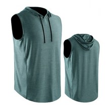 마라톤 러닝 싱글렛 남성 싱글 스포츠 티셔츠 탑스 트레이닝 보디 빌딩 조끼 운동가 착용, 연한 초록색, XL