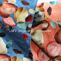 [초광폭 옥스포드] DTP나염 63인치 스톤 기하무늬 면 원단 천 패브릭 아원텍스, 블루