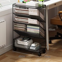 간이 보조 책상 옆 이동식 바퀴 책장 달린 책꽂이 학원 이동형 형 무빙 서류장 서재인테리어, 아테네 블랙 [업그레이드 수납★이동 가능]