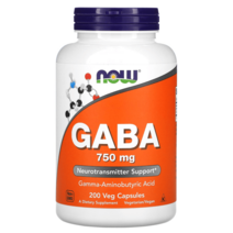 나우 푸드 GABA 하이프로멜로오스 이산화규소 스테아르산 미결정 셀룰로오스.750mg 베지 캡슐 200정, 750mg, 100개