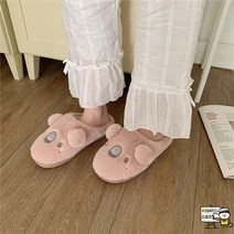 거실실내화 층간소음실내화 실내슬리퍼 핀 스트라이프 큐트 캐릭터 겨울 실내 보온 산후whfl 통굽 코튼 슬리퍼 여털 면화