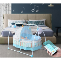 전동 아기 바운서 크래들스윙 흔들침대 베이비 쉐이커, 808 플러스 블루(매트리스+리모컨)(1m)