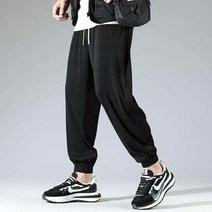 남성 아이스 얇은 캐주얼 팬츠 남성 실크 스피드 드라이 스포츠 배기 팬츠 남 코디 트렌드