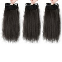 일월전빵 옆머리 정수리 볼륨업 부분 가발 헤어피스 헤어뽕 붙임머리 앞머리 반가발 B-W004-1, 20cm-3p, 브라운블랙