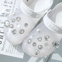 9pcs) 러블리 큐빅 크리스탈 진주 하트 보석 파츠 세트 실내화 슬리퍼 참 악세사리 신발 장식