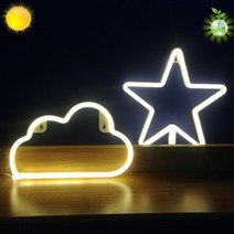 LED 네온사인 건전지 별 구름 무드등_실용 실내 다목적 리빙 추천, 핑크