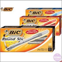BIC 라운드 스틱 볼펜 1.0 검정색 청색 적색