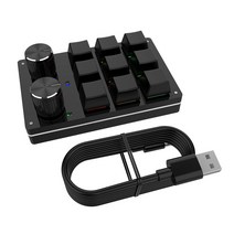 왼손 숫자 키보드 한손 메크로 업무용 대량등록 매크로 블루투스 usb 사용자 정의 9 키 기계식 볼륨 손잡이 프로그래밍 게임 포토샵 키패드, 블랙 무선, [03] 블랙 USB