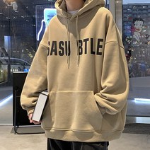 위위브렌 남성용 루즈핏 레터링 포켓 후드티 맨투맨