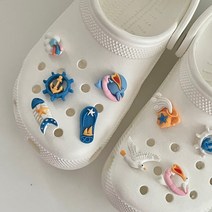 여름 블루 바다 푸른 여수 포항 제주도 돌고래 오션 물고기 구름 고래 신발꾸미기 슬리퍼 신발 단추 꾸미기, 블루돌핀