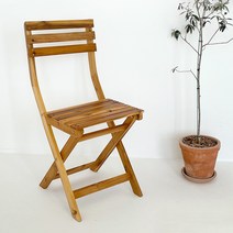 유니쳐 아카시아 원목 접이식 폴딩 야외 간편 의자 체어, 라이트브라운