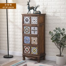 빈티지 엔틱 서랍장 원목 수납장 진열장 선반 3단 4단, 우드 B