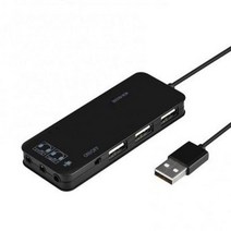 External Sound Card Stereo USB Hub 3-Port DJ Headset Microphone Adapter For PC Laptop 3D 가성비 좋은 1738, Black