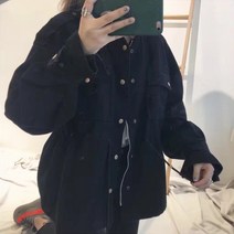 [레티고] 여성 터틀 넥 포켓 스트링 야상 자켓