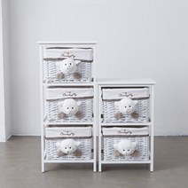 베스트리빙 키즈 인형 3단 라탄 서랍장 수납장/장난감정리함/기저귀보괌함 4color, 화이트양