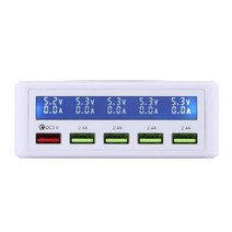 차량밧데리충전기 완속충전기 배터리 카스타터 밧데리 충전기 AIXXCO USB 빠른 충전기 40W 5 포트 LED 디스, 04 White_02 US