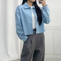 (모노레인) 데일리 데님 크롭남방 F 9038