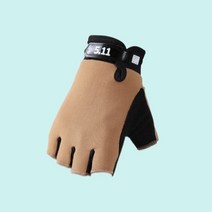 JES sports 하프컷 프리미엄 낚시 장갑, 브라운