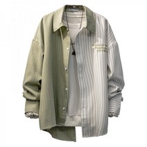 반반셔츠 하프 페이즐리 남성 루즈핏 간절기 남방 배색 셔츠 오버핏 유니크