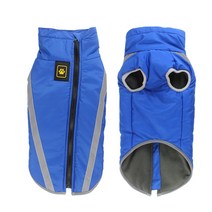 LongFatoys 중형견 대형견 강아지 보온 패딩 조끼 가을옷 겨울옷, 바람막이-블루+5XL사이즈(체중42-58근)