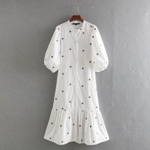 Blossomora 2022 summer white print 느슨한 셔츠 dress for women casual turn-down collar short sleeve sweet