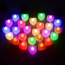 KH LED 하트 티라이트 LED 전자 초 촛불 캔들, 하트라이트 무지개웨이브