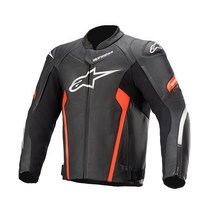 알파인스타 가죽 자켓 FASTER V2, BLACK RED FLUO, 48
