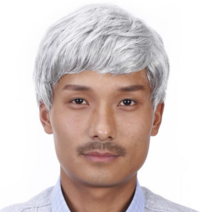 회색머리가발 할아버지 중년 남성 단발 젊은 할아버지 노인 공연 분장가발, 1개, 화이트