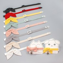 엠몰리 가벼운 강아지 고양이 인식표 목걸이 패브릭 목줄 안전버클 린넨 콩리본, 린넨 레드(블랙버클), 앞쪽+안쪽 제작(추가정보란에 문구기재)