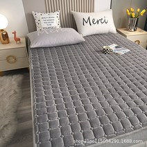 겨울 극세사 따뜻한 도툼한 세탁 가능 침대 패드 싱글 슈퍼싱글 퀸 라지킹, 22.그레이