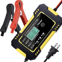 LCD 디지털 디스플레이 완전 자동 자동차 배터리 충전기 전원 펄스 수리 습식 건식 납산 12V 6A, 04 Yellow US plug, 1개
