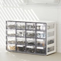 CAILOOM 북유럽감성 작은 공구 영수증 사무용품 잡동사니 장남감 화장품 정리 인테리어 멀티박스 투명수납정리함, 중형16칸, 그레이