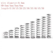 20 개/몫 0.4mm 스테인레스 스틸 마이크로 소형 압축 스프링 OD 3mm/4mm/5mm/6mm 길이 5mm ~ 50mm, 25mm, 8mm 20pcs, 25mm