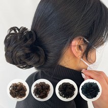 똥머리 가발 면접 승무원 머리 가채 곱창 당고 컬 올림머리 풍성한헤어 똥손 2개, 1, 4컬머리-내추럴블랙, 본상품선택